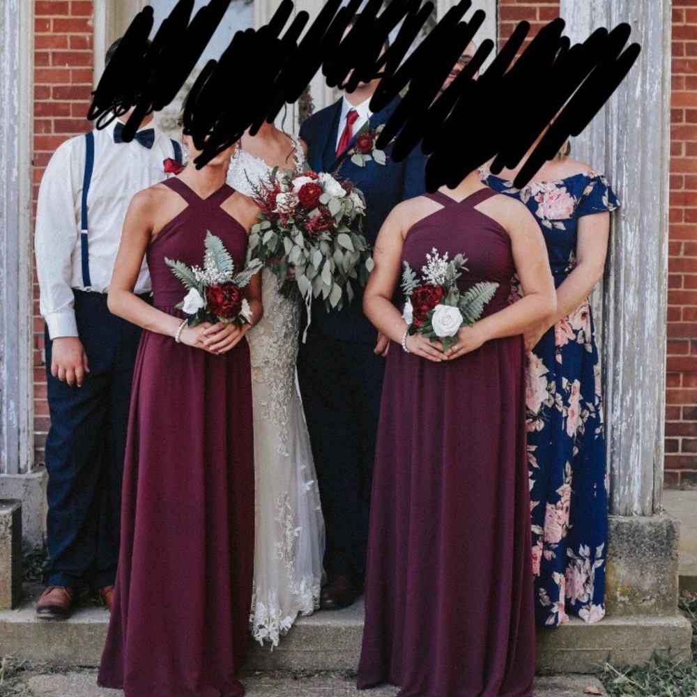 Lulus burgundy bridesmaid dress size xs or large